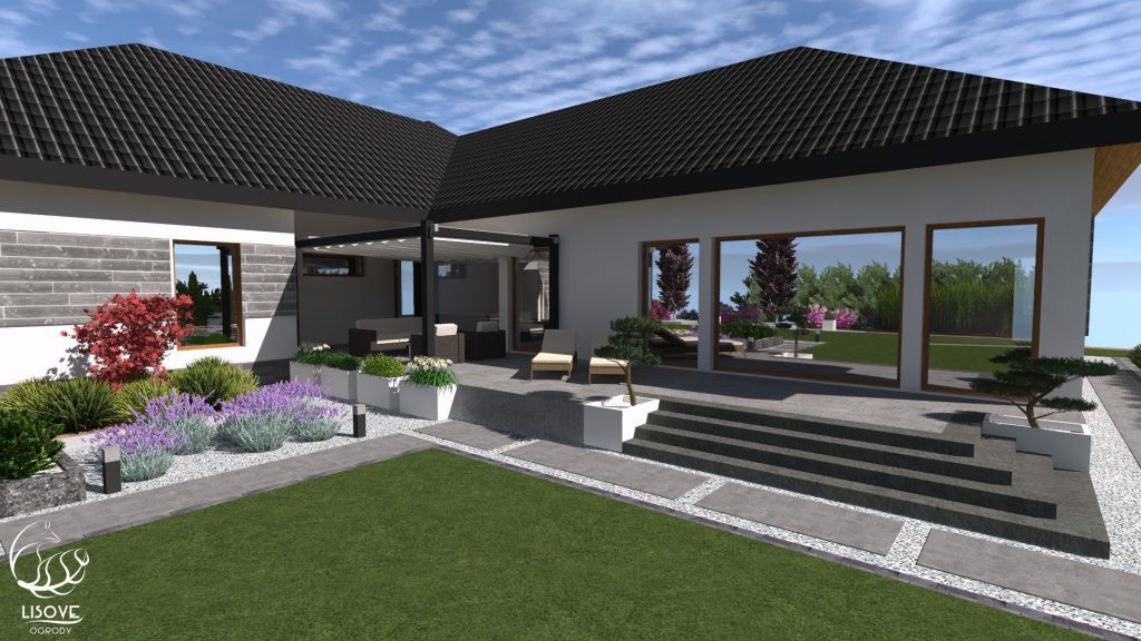 Duży taras z płyt wielkoformatowych 80x80